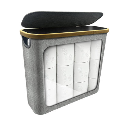 Foldable Bathroom Storage Basket With Lid, Large Capacity Organizer Holds 9-12 Toilet Paper Rolls, Transparent Front Window, Dust-Proof Design For Towels And Essentials