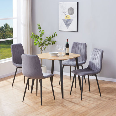 Sisquoc 800mm Square Table & 4 Fabric Chair Set