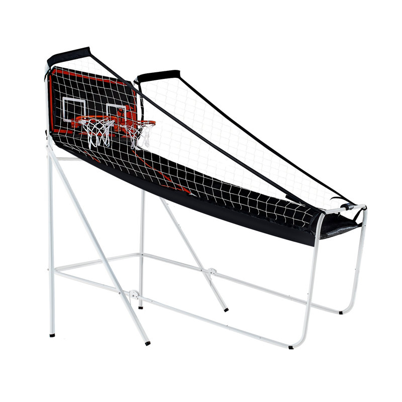 Jeu d'arcade de basketball d'intérieur pliable pour 2 joueurs avec tableau de pointage électronique, 8 modes de jeu et 4 balles