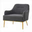 Fauteuil d'appoint incurvé à dossier incurvé de lecture de salon en ardoise grise recouverte de pieds en métal doré