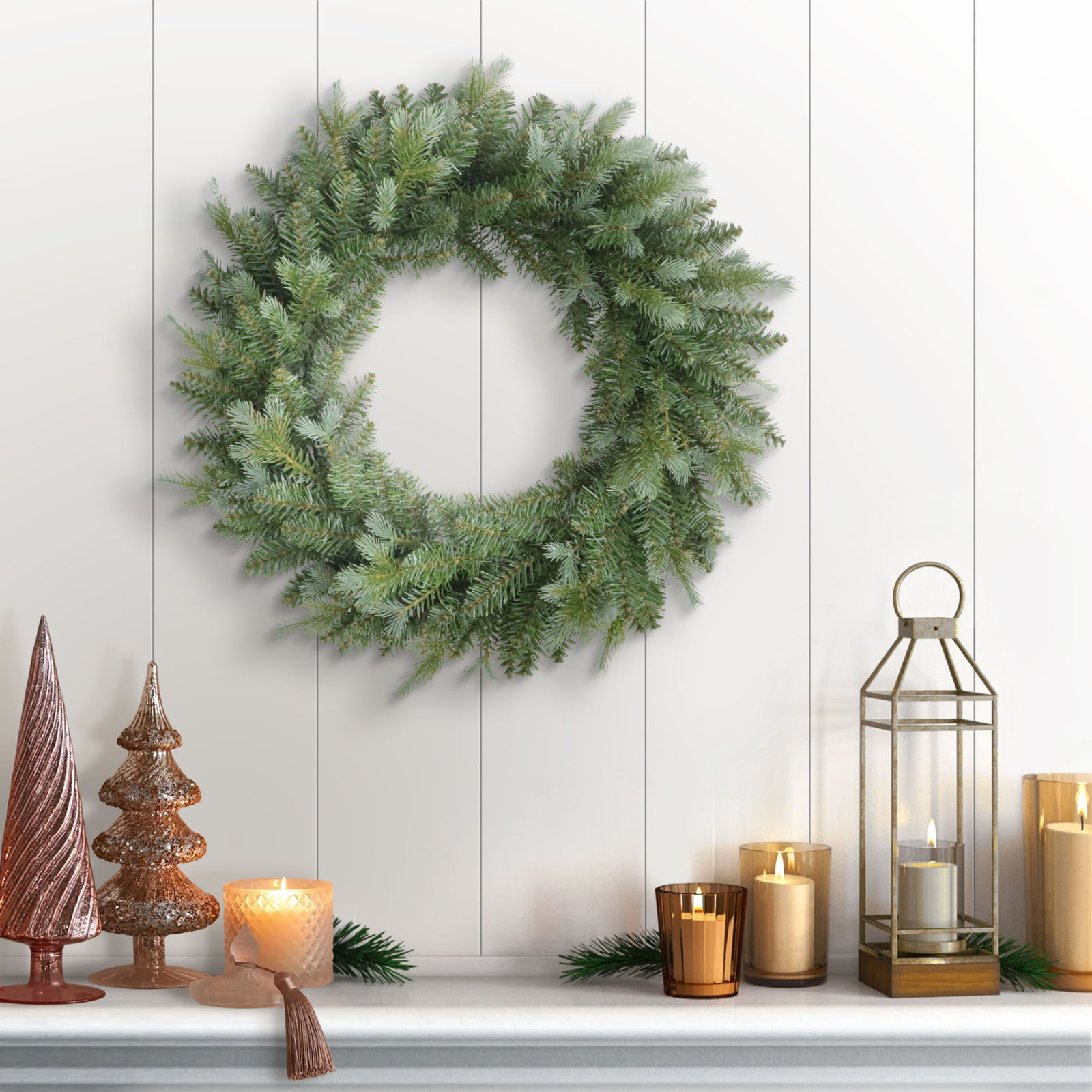 24 Inch Linden Fir Artificial Blue/Green Christmas Wreath