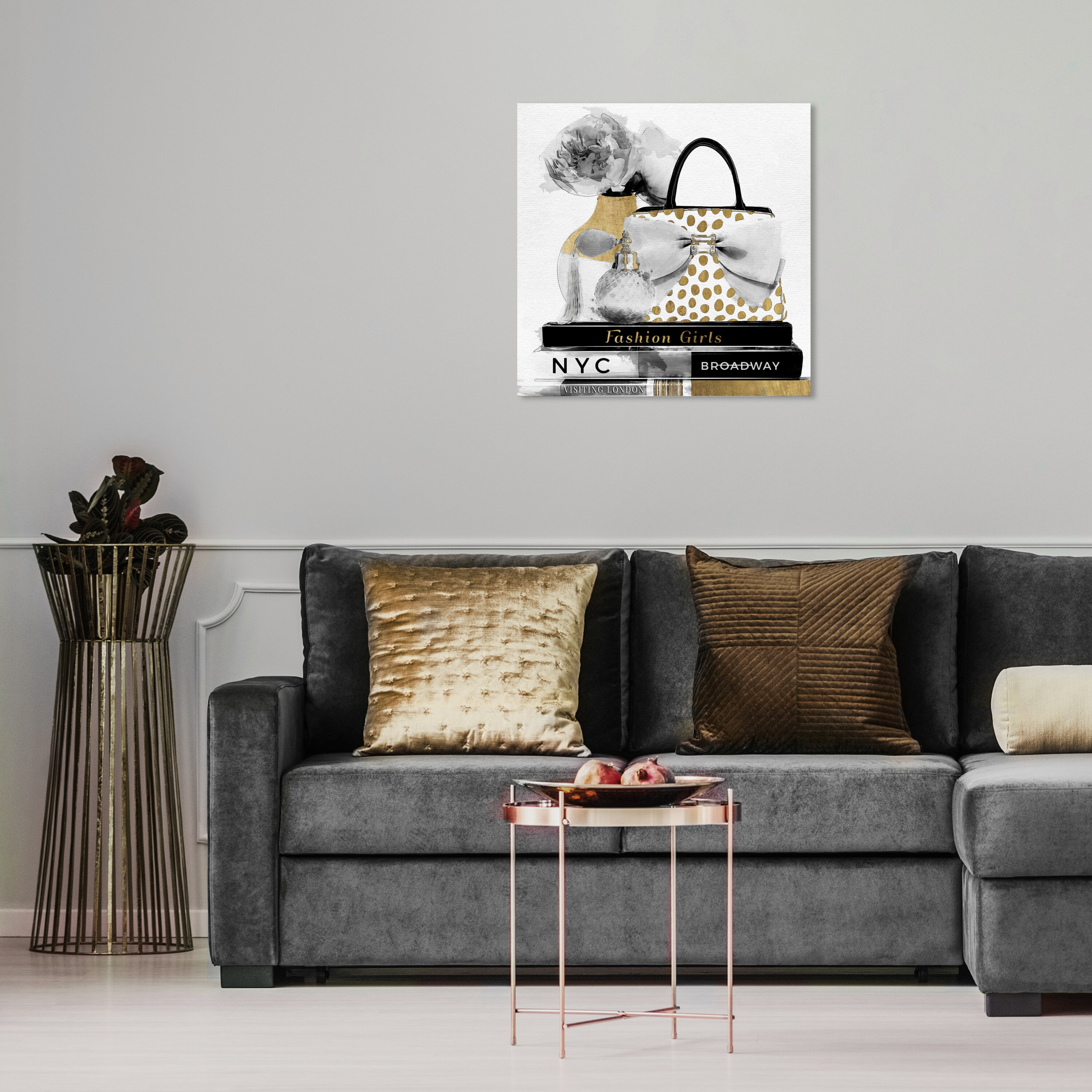 Stupell Industries Fashion High Heel Bookstack Glam Gold Zebra Print Black,18  x 7 x 18 Decorative Pillows 