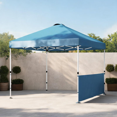 Blue Metal and Oxford Fabric Gazebo for Outdoor Space with Storage and Adjustable Design