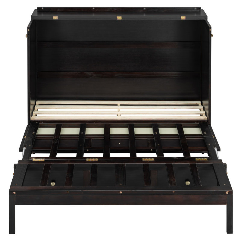 Lit escamotable double avec grands tiroirs, espresso, Espresso