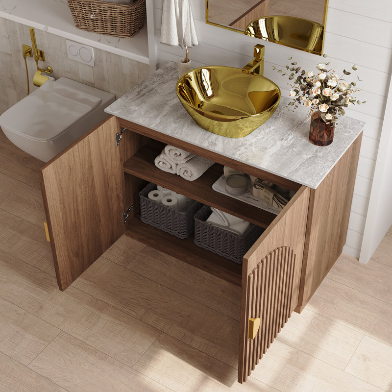 Meuble-lavabo simple 36 po avec comptoir en pierre et lavabo