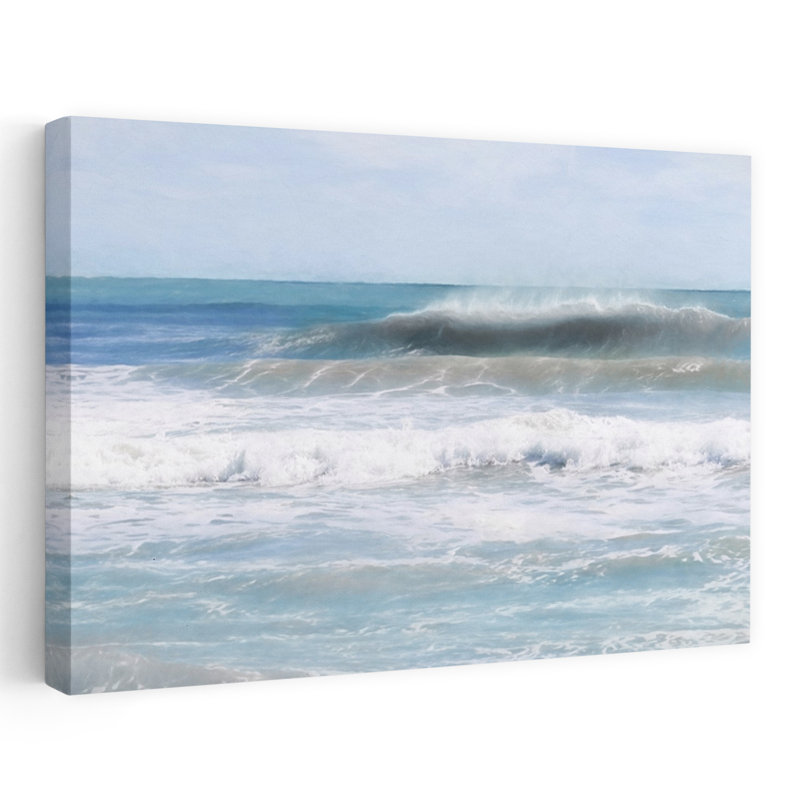 Vagues qui roulent dans un paysage côtier abstrait, H 16 po x l 24 po