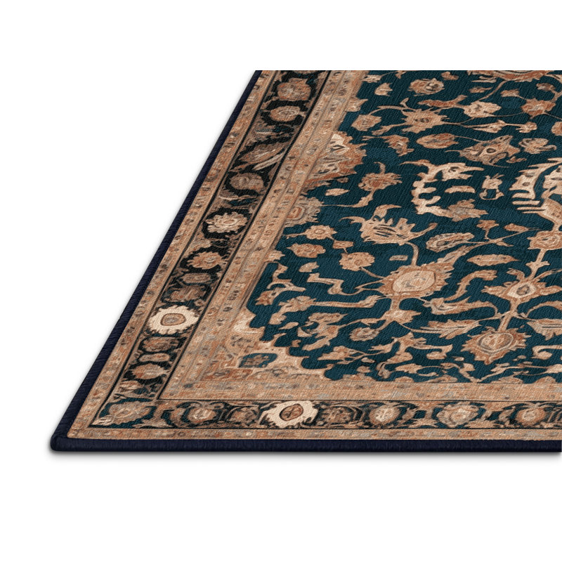 Tapis bleu persan lavable à la machine, Tapis de couloir 2 pi x 5 pi