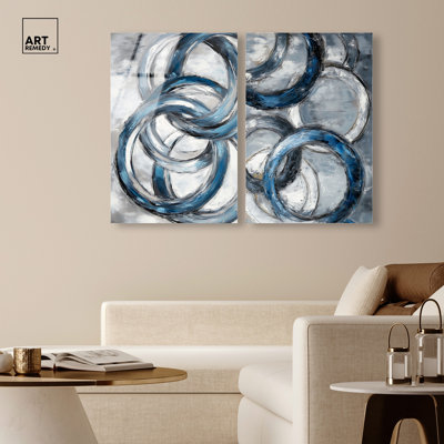 Iridescent Orbit Duo Acrylic Print Living Room Wall Art by Art Remedy, Ready to Hang, 20 x 30