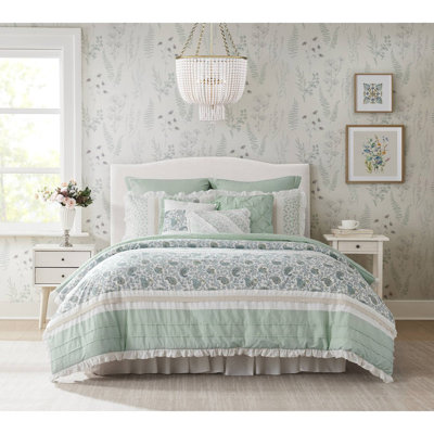 Ensemble d'édredon 9 pièces en percale turquoise