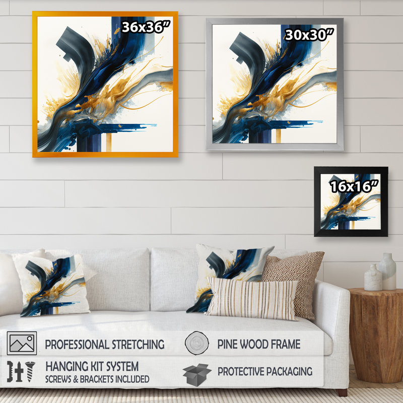 Stylish Spiral Abstract I - Peinture sur toile, Cadre photo noir, H 16 po x l 16 po x P 1 po