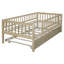 Lit de jour simple naturel avec lit gigogne et clôture sécurisée - Barrières de sécurité pour lit stable et confortable-461886446-461886444