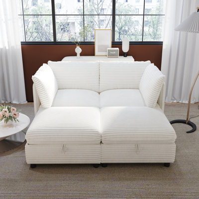 4-Seat Modular Sectional Sofa, Convertible Sleeper Couch with Storage Seats, Flexible Fabric Combinations for Living Room