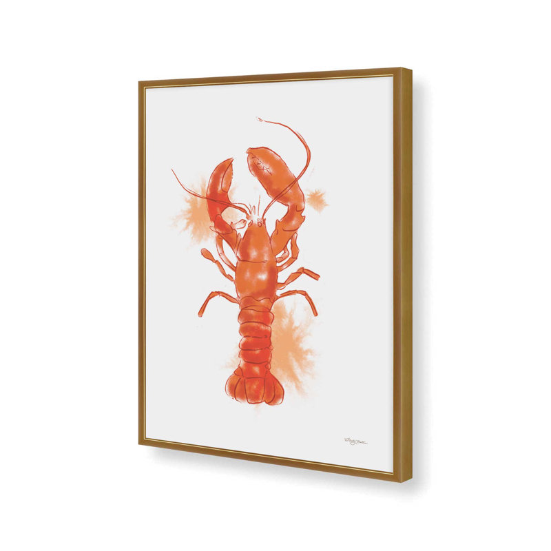 Reproduction d'art «Watercolor Lobster» par Molly Mattin, 30 W x 40 H, Framed Print, Gold