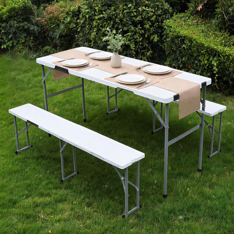 Table de camping table pliante et chaises table de pique-nique pliable Portable Blanc, Blanc