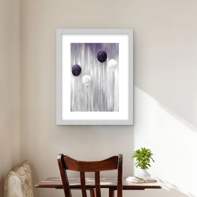 Impression mauve encadrée mauve pour décoration intérieure, Argent argent, H 20 po x l 16 po