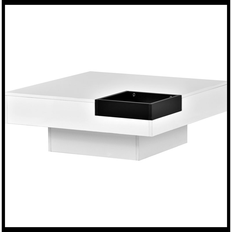 Table basse carrée Jaycelynn, Blanc / noir