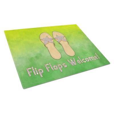Caroline's Treasures Tempered Glass Flip Flops Welcome Cutting Board