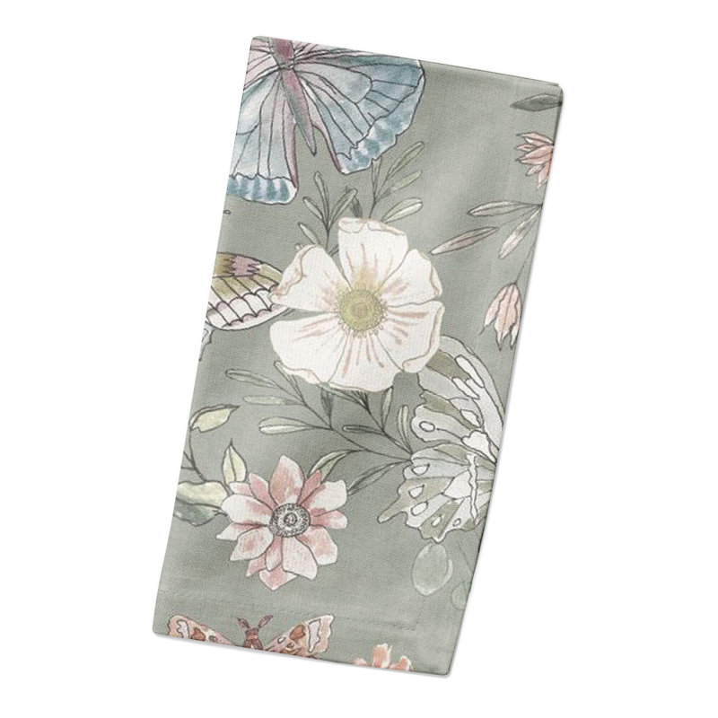 Alkhoury Cotton Floral Square Napkin, Green