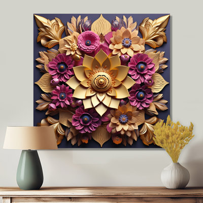Or majestueux ornemental Lotus - art mural lotus