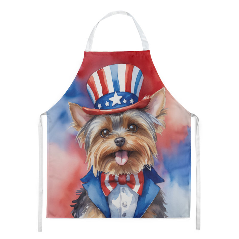 Patriotic American Apron, Brown Yorkshire Terrier