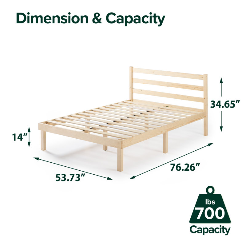 Zinus Robin 35" Solid Wood Platform Bed Frame with Headboard, Full