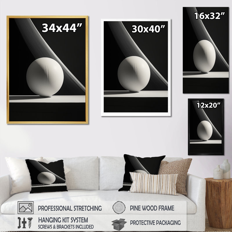 Bowling ivory impact sur toile, Cadre simple noir, H 32 po x l 16 po x P 1 po