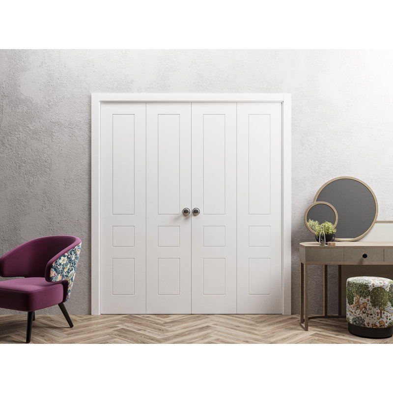 Solid Wood Paneled without Installation Hardware Kit Bifold Door, 96" x 84"
