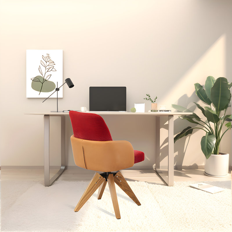 Upholstered Swivel Desk Chair, Red
