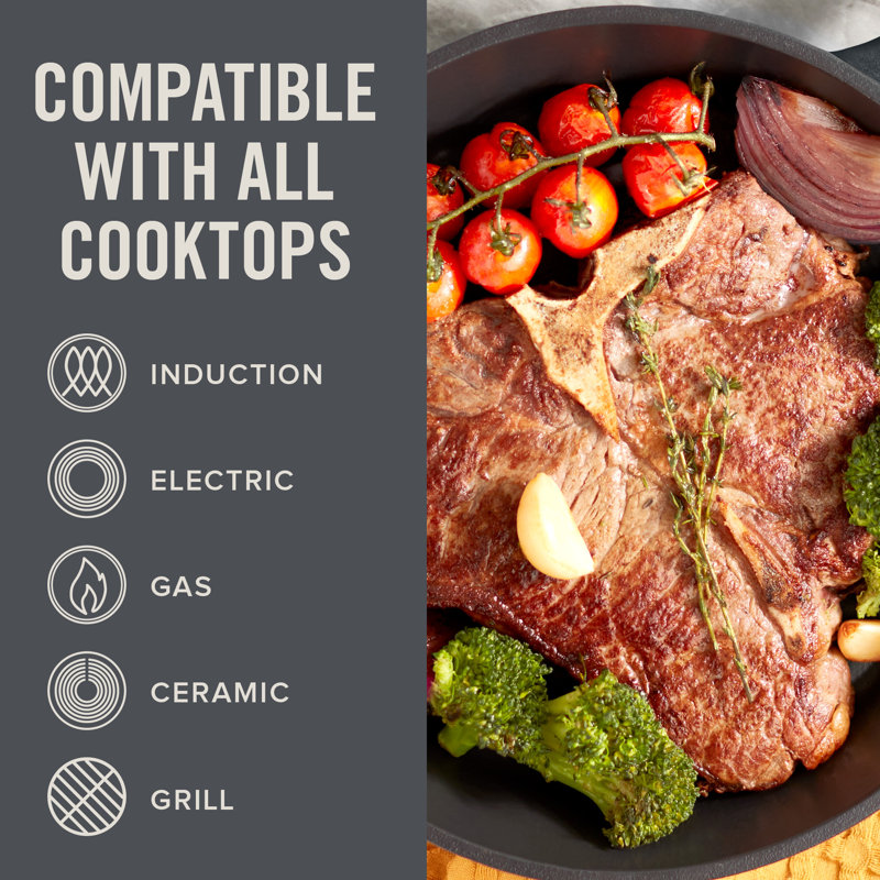 Gray 9.5" Nonstick Cast Iron Skillet with Ceramic Coating