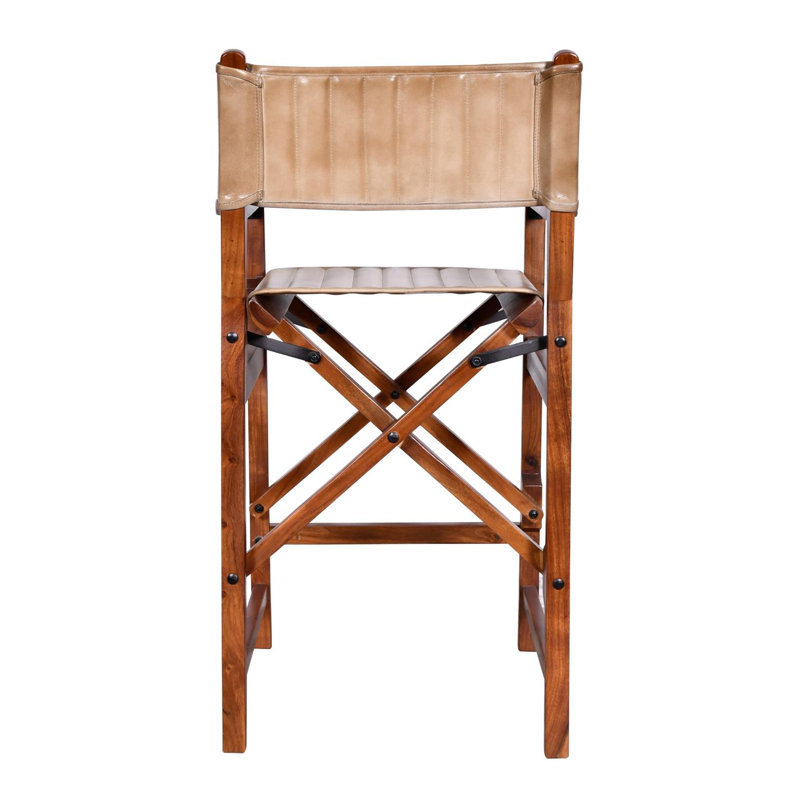 Tabouret de bar en cuir - brun, Cuir véritable noir, Brun