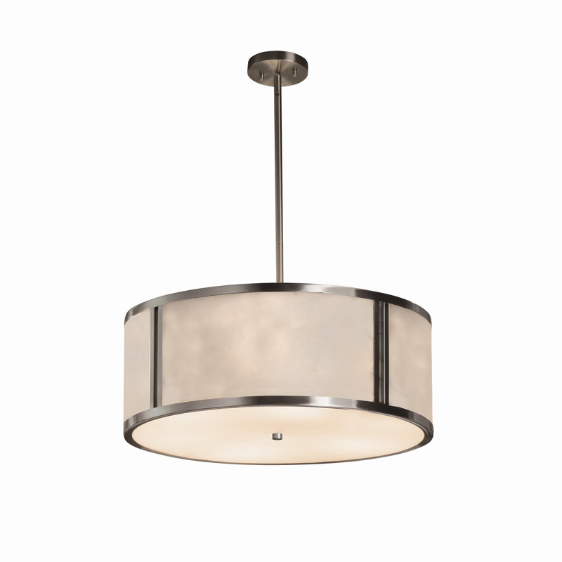 Luminaire suspendu tambour 6 lumières Barbel, Nickel brossé