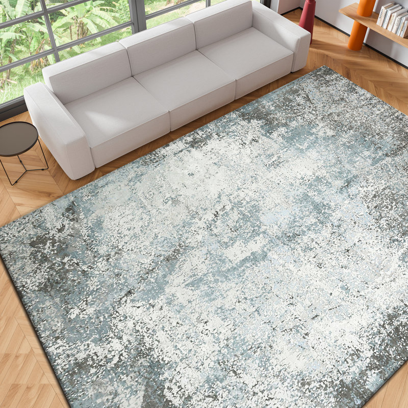 Tapis gris et gris anthracite noué à la main de haute qualité, Rectangulaire 2 pi x 3 pi