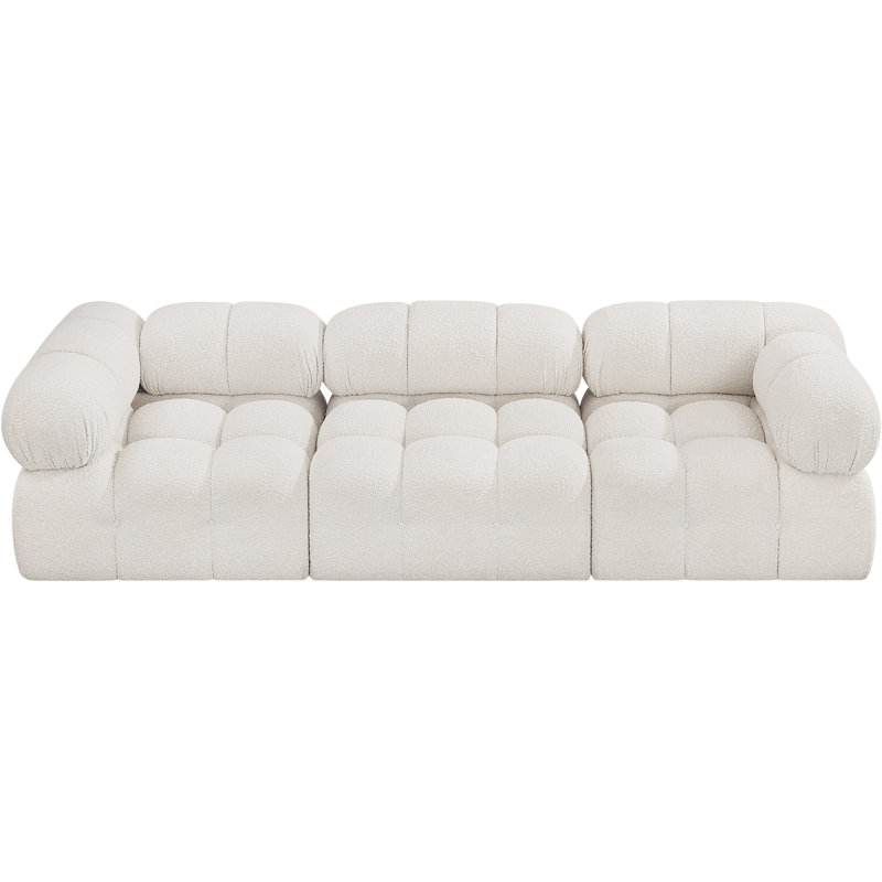 Canapé Ames, Tissu crème bouclé, 1 sans accoudoir, 2 en coin