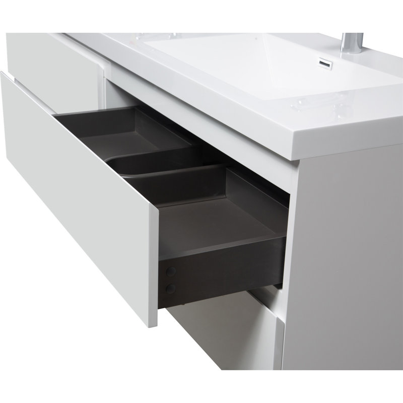 72" Floating Bathroom Vanity With Sink, White