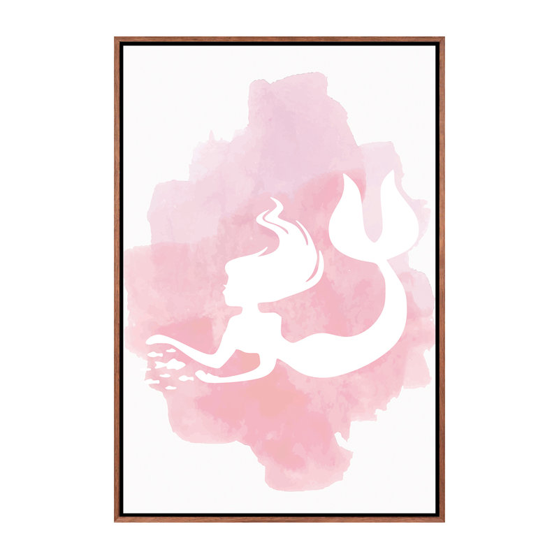 Sirène - impression d'art graphique, H 26 po x l 18 po x 1,5 po, Toile avec cadre brun, Pas de tapis
