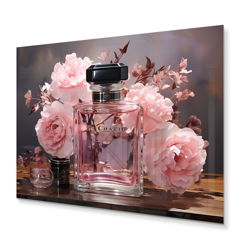 Floral Perfume Vibrant Elegance III - art mural mode en métal, H 16 po x l 32 po x P 1 po