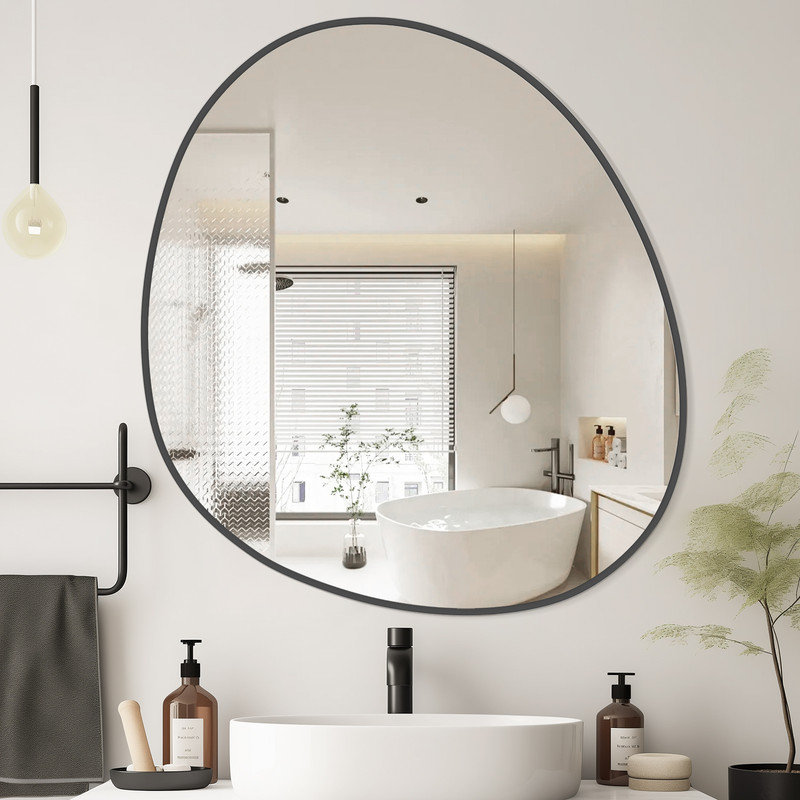 Miroir mural irrégulier, miroir en bois asymétrique, Doré