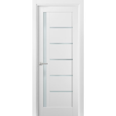 Porte blanche standard en verre givré Quadro avec trousse de quincaillerie d'installation