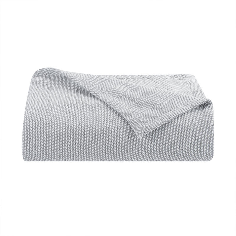 Jeté en mélange de coton toutes saisons, Gris clair