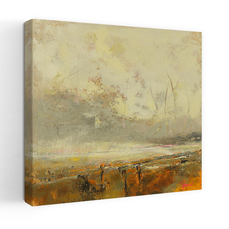 Paysage de ferme, art contemporain contemporain, H 18 po x l 18 po