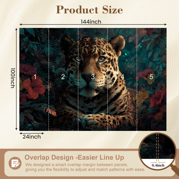 Red Barrel Studio Leopard Peel and Stick Wallpaper Surreal Leopard ...