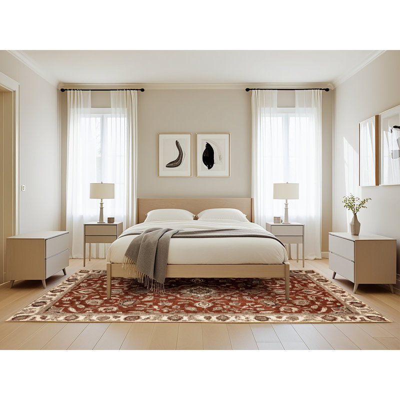 Machine Washable Persian Brown Area Rug, Rectangle 5' x 8'