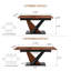 Table de salle à manger moderne avec plateau de table en placage de bois et panneau de fibres à densité moyenne en placage de marbre foncé