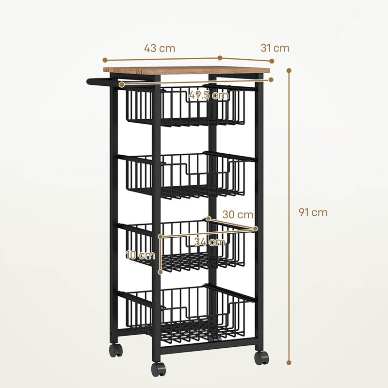Utility Cart, Oak/Black