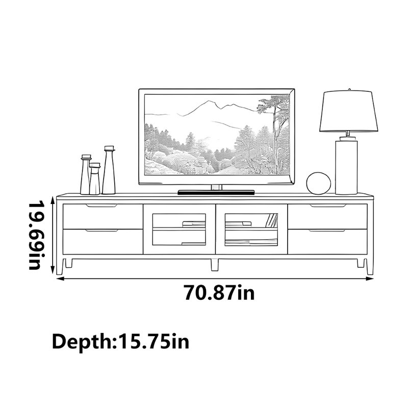 Modern simple living room TV cabinet, 70.87"