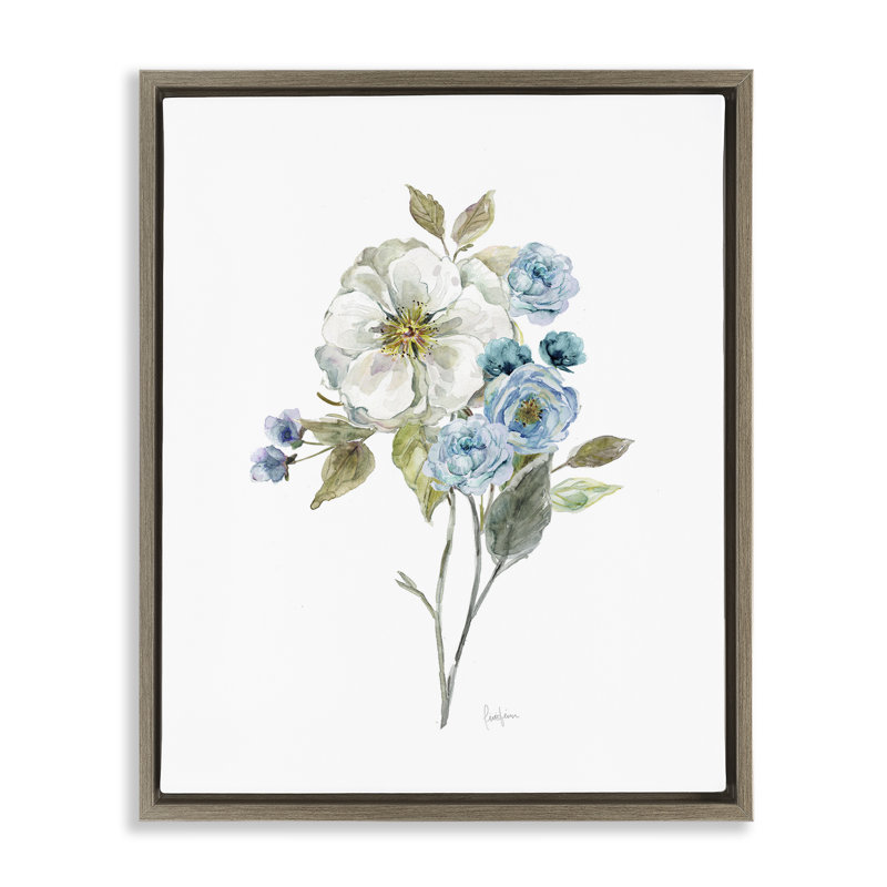 Bouquet botanique doux, H 21 po x l 17 po, Cadre flottant orme Montalcino
