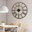 Oversized Drolet Rustic Industrial Slim Black and Gold Iron Wall Clock - 73 cm / 28.7 in