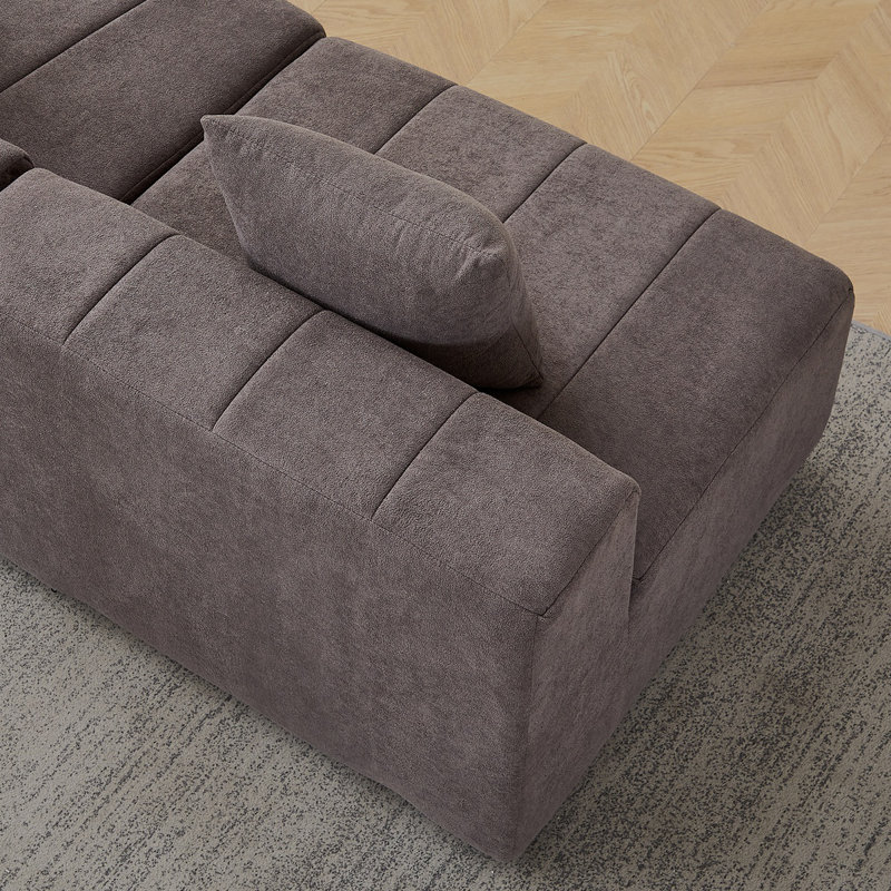 Canapé modulaire courbé en chenille avec 2 coussins, canapé modulaire courbé symétrique semi-circulaire pour la chambre à coucher, le salon, le bureau pour les loisirs ou la sieste, la salle de lecture et le hall d'entrée