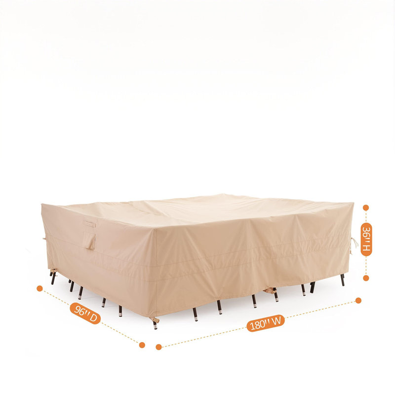 Extra Large Waterproof Patio Furniture Cover, 180W x 96D x 36H in, (Beige), Beige