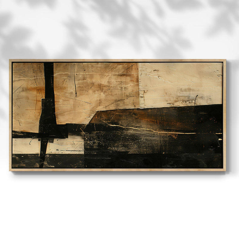 Abstrait, série CCLXV, toile tendue avec châssis, prête à être accrochée, Naturel, H 17 po x l 33 po